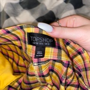 top shop plaid wide leg cuffed pants